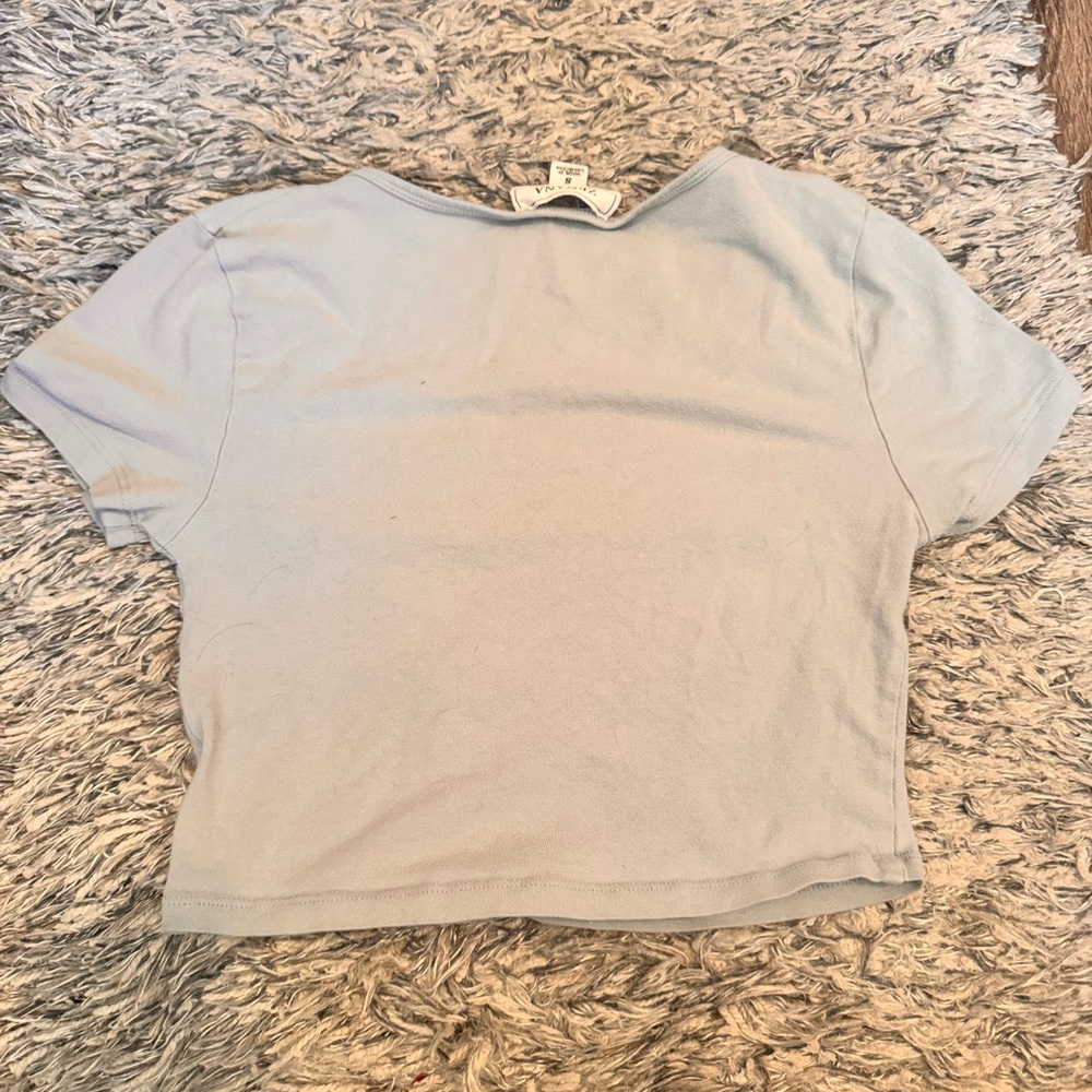 Baby blue t shirt! Cropped, but comfy.